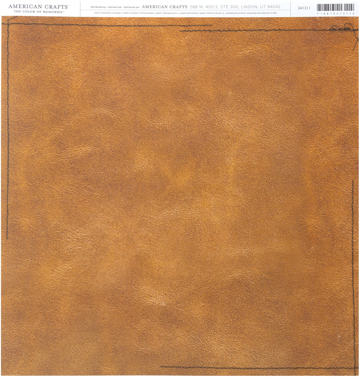 American Crafts Everyday Single-Sided Cardstock 12"X12"-Dark Leather